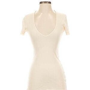 100% Cotton Cream V-Neck Women's Top